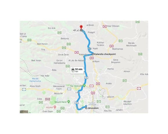 Route entre Jérusalem et Ramallah © Capture d'écran / Google Maps