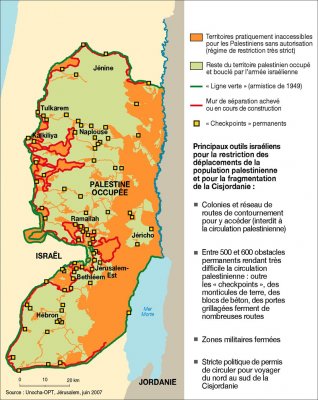 La Cisjordanie, un territoire morcelé :