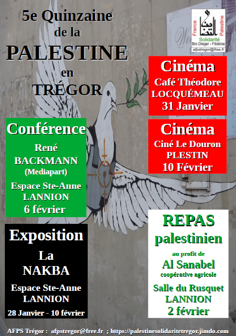 Programme Quinzaine de la Palestine en Trégor